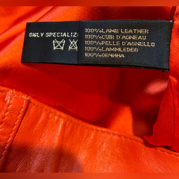 NWT Ralph Lauren Bright Orange Leather Pants - Picture 10 of 12